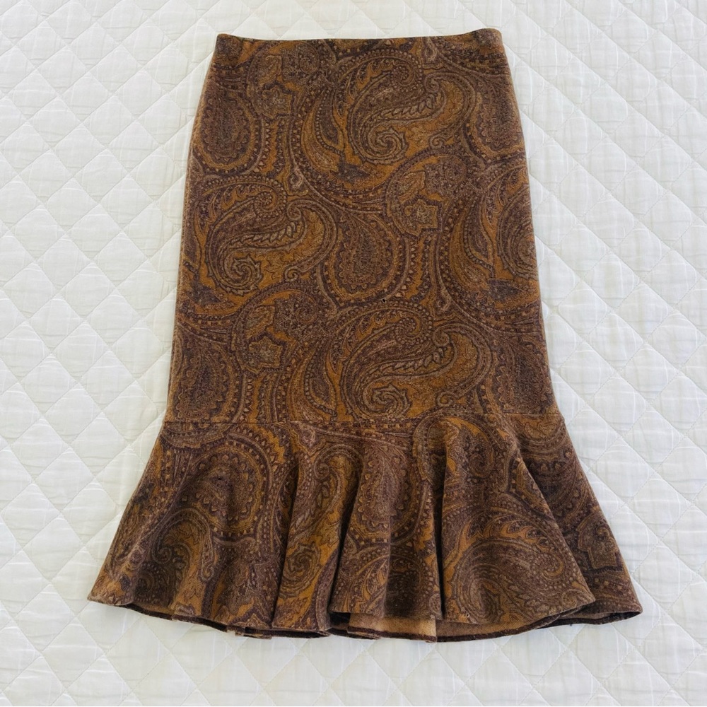 Vintage Ralph Lauren 100% Cashmere, 100% Silk Lined, Mermaid Paisley Skirt